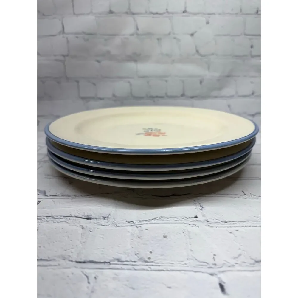 Longaberger Meadow Blossom Set of 4 dinner plates Hartstone Pottery 11